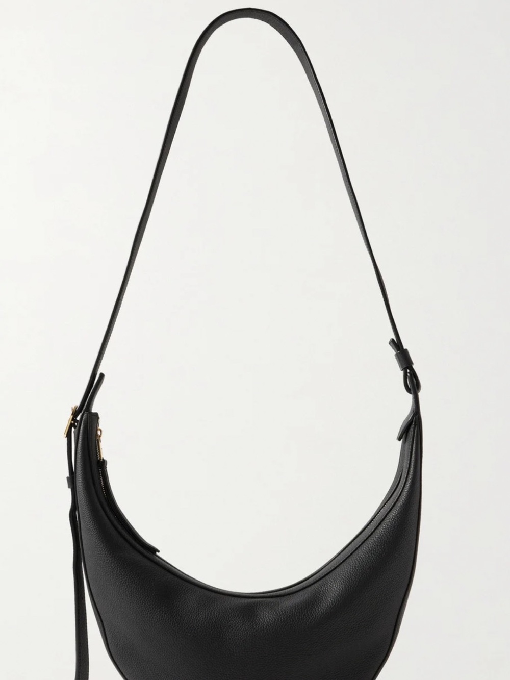 KHAITE Black Pebbled Crescent Shoulder Bag